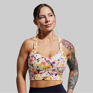 BORN PRIMITIVE Milk and Muscles Nursing Sports Bra large Water Color Fields